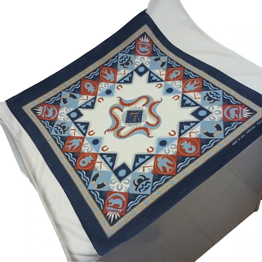 Vntg USA MADE Aztec Bandana COTTON Southwestern West Handkerchief Arizona Native